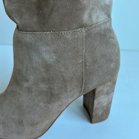 Chinese Laundry tan Kipper Split Suede bootie mid calf high heel boots - Picture 15 of 16